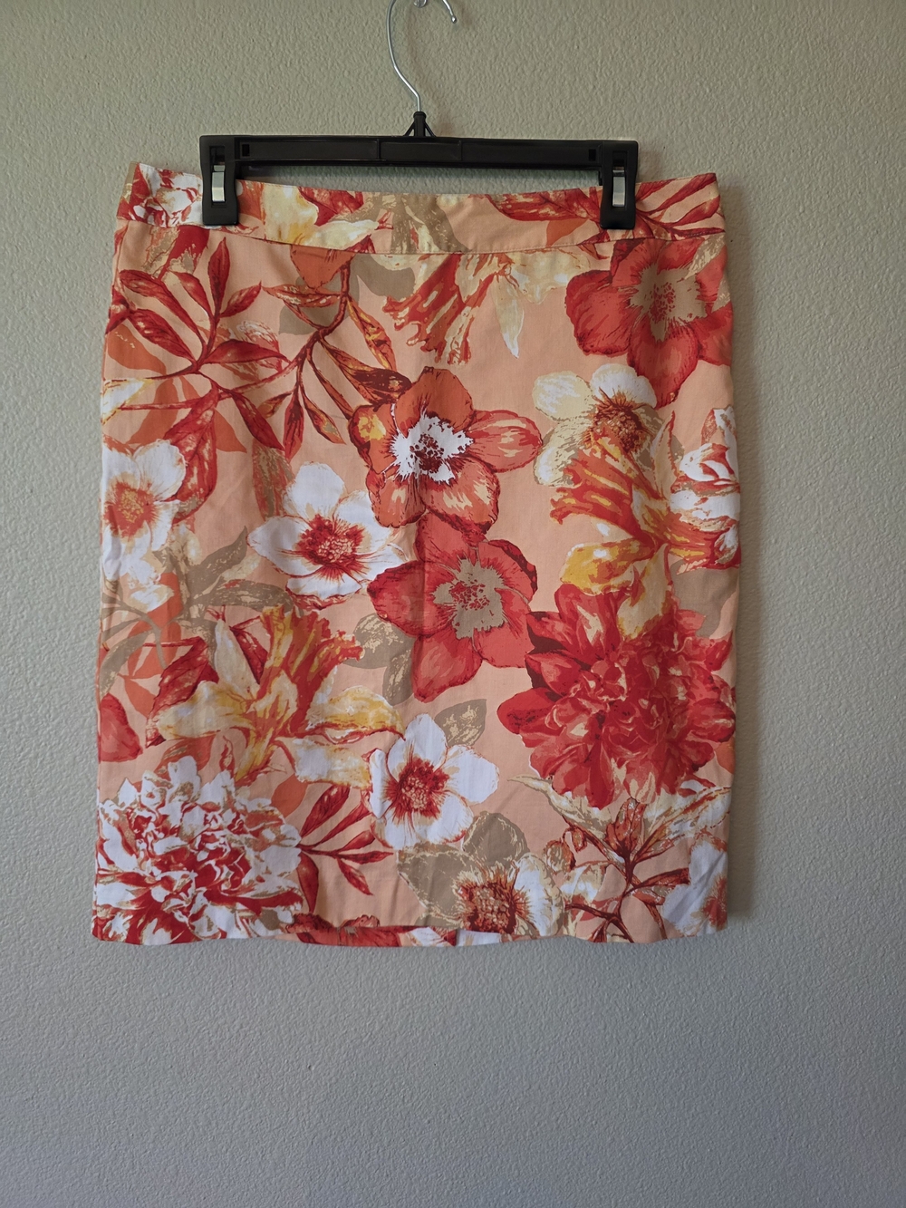 Van Heusen Peach and Red Floral Midi Skirt